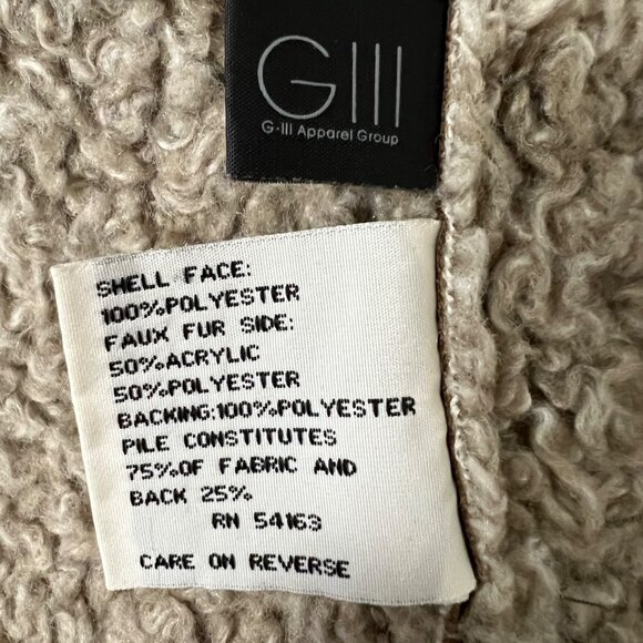 Kenneth Cole NY Womens Brown Faux Shearling Penny Lane Coat Hooded size Medium - Picture 12 of 15